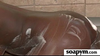 enema son soapy gives Big tits masterbation in black stockings